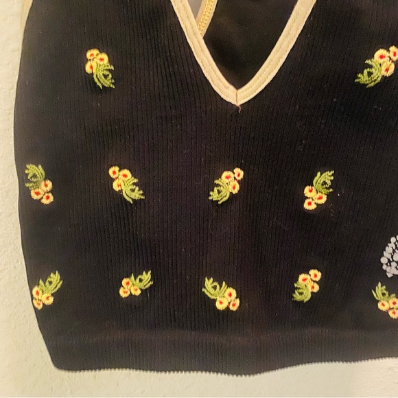 ⭐️ Free People Movement Floral Embroidered Free Throw Crop, Black XS - Picture 6 of 7